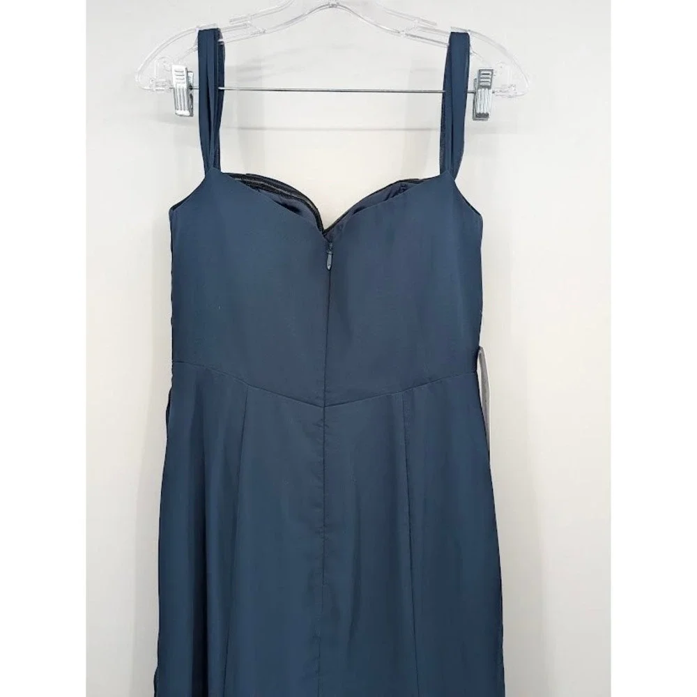 Azazie Jordyn Chiffon Navy Floor Length Bridesmaid Evening Gown NWT Custom size